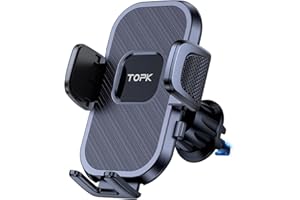 TOPK Uchwyt samochodowy na telefon, uniwersalny uchwyt na telefon z haczykiem, uchwyt samochodowy na odpowietrznik, obrót o 360°, uchwyt na telefon komórkowy