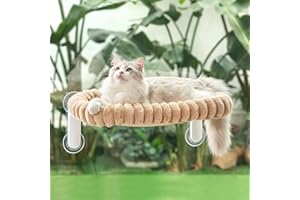 GUUSII HOME Cat Window Bed Perch Foldable Suction Cup Window Sill Hammock for Indoor Large Cats Windowsill Hanging Kitten Seat Shelf with Soft Plush Cushion Machine Washable 54 * 30cm (Light Camel, M)