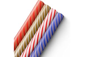 Kraft & Co 4 pack 44cm x 5M of Gift Wrapping Paper, Quality Festive Designed Kraft Paper, Eco-Friendly, Recyclable Wrapping Paper Ideal for Gifts, Arts & Crafts (20M Total) - Classic