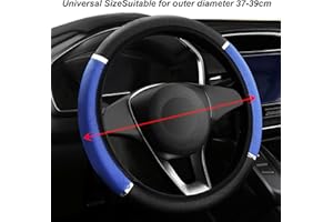 XNIVUIS Couvre Volant de Voiture en Cuir Microfibre Respirant et Antidérapant Imperméable, Accessoires de Volant Universels avec Un Diamètre de 37-38 cm pour la Plupart des Voitures (Bleu Foncé)