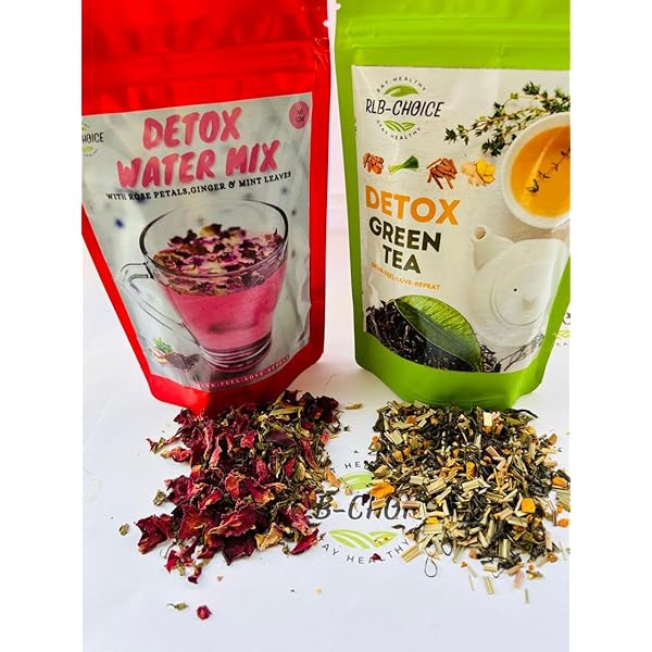 COMBO Of RLB Choice - Detox Green Tea 80 Gm, Detox Water Mix 50 Gm