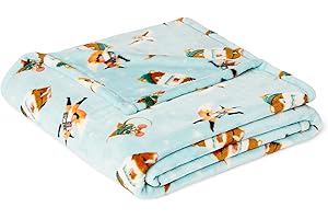 Amazon Basics Ultraweiche Fleece Kuscheldecke für Kinder, 127 x 152 cm, Waldfreunde