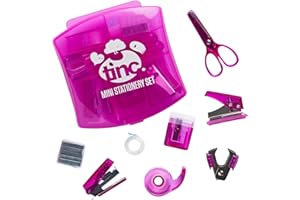 Tinc - Ensemble de Papeterie, Accessoires Essentiels de Bureau, Design, Compact et Pratique, Idéal pour Bureau, Ecole ou Maison, Organisation Optimale, Rose
