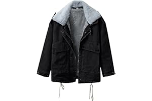 L9WEI Chaquetas de mezclilla acolchadas para mujer Chaqueta vaquera de manga larga con capucha Chaqueta vaquera básica casual lavado