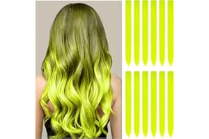 LIPENS 12 PCS Yellow Hair Extensions Clip In for Kids Girls Women, 22" Highlights Coloured Hair Extensions, Synthetic Straight Hair Piece DIY Girls Hair Accessories on Daily Party (12 PCS Yellow)
