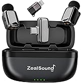 zealsound M6 Mini Wireless Lavalier Microphone for iPhone Android, 5g Lightweight Noise Cancelling Lapel Mic, 100m Range for 