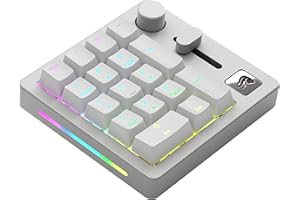 ‎GLORIOUS Glorious Gaming GMMK Macro Numpad – mit Kabel oder Bluetooth, Aluminium, anpassbar, programmierbarer Regler & Knopf, tastenweise RGB-Beleuchtung, lineare Schalter, 18x Doubleshot-ABS-Kappen – Eis