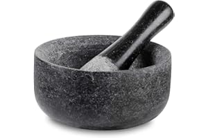 Velaze Mortar and Pestle Set Granite, Premium Solid and Durable Stone Grinder Diameter 16 cm, Pestal and Mortal Large Capacity Bowl Crusher 16×8.5cm