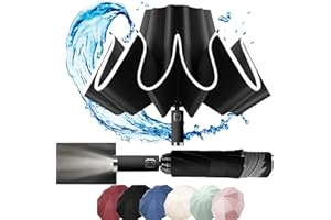 MZSX Ombrello Pieghevole, Viaggio Antivento, design pieghevole inverso, Portatile Automatico, Compatto Resistente Leggero, passeggino universale