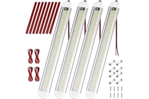 URAQT LED Iluminación Interior del Coche, 12V-85V 8W LED Barra de Luz Interior con Interruptor, 4PCS 120 Leds 6500K Tubo Lámpara de Coches para Vehículos, Caravana, RV, Barco, Camper, Gabinetes