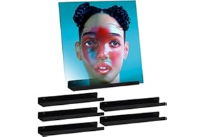 Hudson Hi-Fi LP Vinyl Record Wall Display Shelves - Display Your Daily Listening in Style - Black Satin - Six Pack