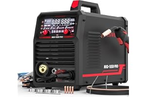 YESWELDER 185A Soldador MIG MAG, Flux Core MIG/Gas MIG/Pistola de Carrete MIG/Lift TIG/Stick 6 en 1 Multi-proceso Soldadora de Aluminio, Pantalla Digital LED Control Sinérgico 230V