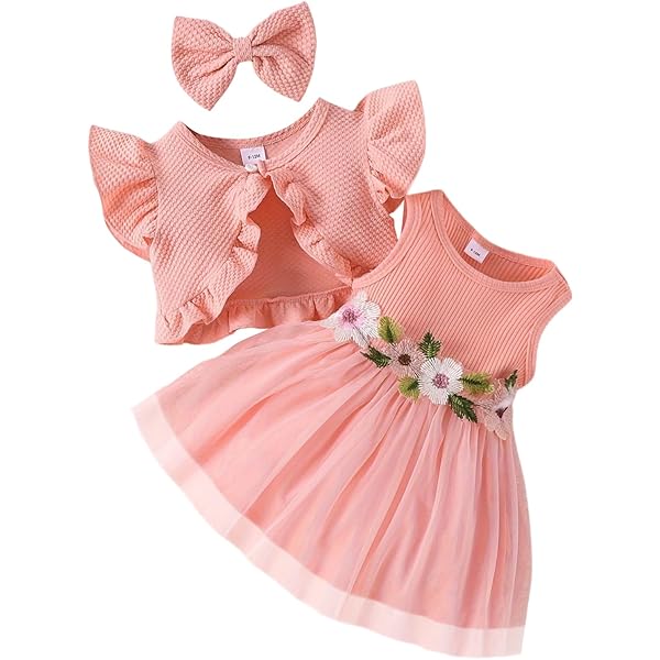 Babykleding voor meisjes, jurk met ruches, lange mouwen, jurk met strik