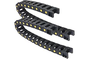 BEVDICNC Cadena de arrastre de cable R55, 2 piezas, 25 mm x 77 mm, con conector tipo puente de 1 m, longitud de cable de plástico negro, para CNC, con conectores finales