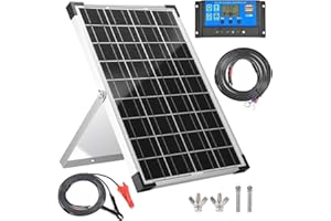 BOKENTIO 30W Solar Panel Kit, 12V Solar Battery Chager Maintainer + 10A PWM Charge Controller + Extension Cables and Adjustable Mount Bracket
