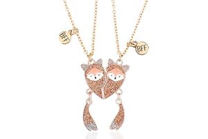 COMNICO Freundschaftskette „Bester Freund“ für 2 Mädchen Halskette Schmuck Kleiner Fuchs Stitch BFF Drehmoment Passende Herz-Halskette Freundschaftsgeschenke für Schwester und Freunde