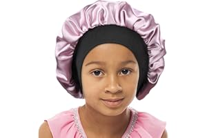 SENGTERM Satin Bonnet de Sommeil Elastique a Large Bande pour Dormir Bonnet Chapeau Soin des Cheveux pour Enfants Enfants