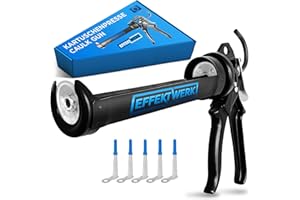 EFFEKTWERK Profesjonalna Prasa do Strzykawek Silikonowych z Przełożeniem Mocy 25:1 - Pistolet Natryskowy do Wkładów Uszczelniających i Klejących o Pojemności 150-310 ml