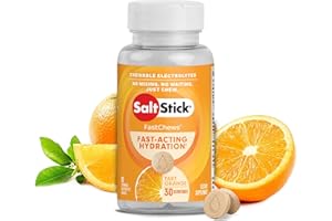 SaltStick Fastchews Orange 60 Elektrolyt-Kautabletten mit Salz, Mineralstoffen (Natrium, Kalium, Calcium, Magnesium) und Kohlenhydraten, 99 g