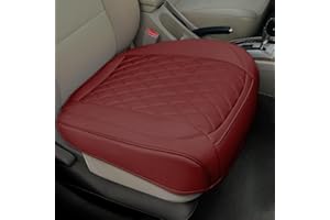 BEITK 1 Pack Leather Front Car Seat Cover Bottom Car Seat, Anti-Slip and Full Wrap Driver Car Seat Protectors, Luxury Waterproof Bottom Auto Seat Cushion Pad Mat for Most Vehicles(Red)