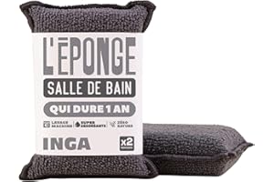 INGA - 2 X Éponges Réutilisables Lavables - Spéciales Surfaces, Double Absorption - 2 Côtés pour Absorber et Essuyer - Fabriqué en Europe - Éponge Lavable Qui Dure 1 an