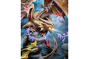 TISHIRON DIY Peinture par Numéros pour Adultes, Dragon Adultes Peinture par Numéros, 16x20 pouces Dragon Peinture par Numéros Kit Avec Pinceaux Pigment Acrylique, Arts Craft Sans Cadre