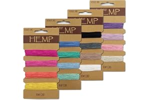 THATYRO 16 Colors Waxed Hemp Cord 1mm, 4 Cards Flax String Colored, 80 Yards Wax Coated Thread, Colorful Twine for Jewelry Bracelet Making Handmade Craft (Combo 2)