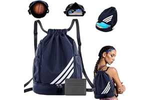 WDJLNZB Zaino Sacca Sportiva, Sacche Palestra Zaino Coulisse, Borsa Coulisse Impermeabile Sacche Sportivo per Basket, Zainetto da Palestra alla Moda per Viaggio,Secco-bagnato Separato Zaino Calcio