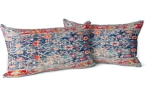 Snylcce Boho Floral Throw Pillow Covers Set of 2 Colorful Bohemian Flower Decorative Cushions Pillowcase for Bedroom Sofa Home Decor, 12x20 Inch, Velvet, Short Plush