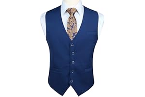HISDERN Gilet in cotone tinta unita in cotone da cerimonia formale da uomo