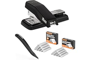 ‎MARSROCK Marsrock Heftgerät° mit 2000 Heftklammern,180° Drehkopf tacker büro,entklammerer,stapler,Heftet bis zu 50 Blatt,für Zuhause, Schule & Broschüren,Schwarz