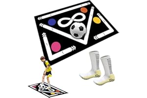 SONLED Soccer Training Mat, Football Footstep Training Mat, Silent Shock Absorption Training Mat, Anti-Skid Soccer Footwork Training Mat, Soccer Training Equipment for Kids, Ball Mastery Mat