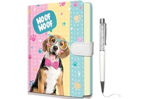 DWIYITTN Quaderno a Righe, Copertina Rigida Journal Taccuino con Chiusura Magnetica e Penna, Diario Giornaliero per Donne e Scrittura, 192 Pagine, 19 x 13,5 cm, Cane