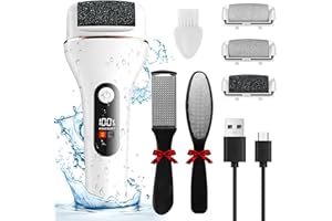Lima Eléctrica Pies Durezas,Ribitek Profesional Quita Durezas para Pies Electrico Callos Pies Eliminar,Lima Pies Durezas Eliminar Recargable e Impermeable con 3 Rodillos y 2 Velocidades