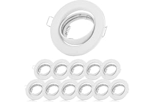 SWEET LED sweet-led zestaw 12-tu ram opraw sufitowych do zabudowy z gniazdem przyłączeniowym GU10 reflektory lampy do zabudowy 230 V okrągłe ramy montażowe sufitowe punktowe, reflektor sufitowy, okrąga lampa sufitowa do wbudowania (okrągłe ramki – białe)