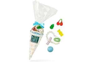 ‎DER ZUCKERBÄCKER Zuckertüte Einschulung Blau, bunt gemischte Schultüte mit einer süßen Fruchtgummi- und Marshmallow Mischung, 120 Gramm, perfekt für den ersten Schultag