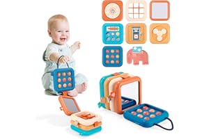 SYVORY 8 in 1 Baby Flugzeug Reisespielzeug，Busy Board ab 1 Jahr，Busy Activity Cube für Kleinkinder，Sensorisches pädagogisches Entwicklungsspielzeug für Babys 1-3 Jahre ，Motorikspielzeug für Kleinkinder