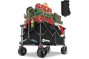 Sekey XXL Plus Bollerwagen Faltbar mit Bremsen 200L 200KG Belastbar, Extra Breite Reifen All Terrain Bollerwagen, Patentiert Zusammenfaltbar aus Vier Richtungen, XXL-PlusB 4011, Schwarz