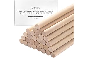 SMITH'S 2015 Wooden Dowel Rods by Smith’s® (100 Pack / 15cm x 4mm) | Unfinished, Natural, Organic Wood Sticks | FSC Approved | Perfect for Craft Projects, DIY, Art Works, Woodcraft, & More!