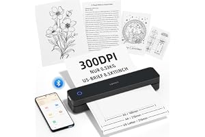 HPRT bärbar skrivare trådlös för resor, stöder A4-papper | Bluetooth-termoskrivare kompatibel med iOS, Android och bärbar dat