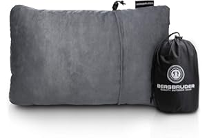 ‎BERGBRUDER BERGBRUDER Komprimierbares Reisekissen - Nackenkissen aus zerkleinertem Memory Schaum - Outdoor Camping-Kissen weich, Ultraleicht & kompakt
