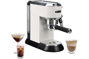 De'Longhi Dedica Pump Espresso Manual Coffee Machine | Cappuccino, Latte Macchiato With Milk Frother | Thermo Block Heating System For Accurate Temperature | Easy To Clean | EC685.W (White)