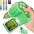 Microscope for Kids 1000X [3-in-1] [Easy and Fun] Hideal HP20 2" 1080P Handheld Digital Microscope, Portable Pocket Microscope Miniscope, 10MP USB Mini Scope for Kids, PC View, 32GB, Green