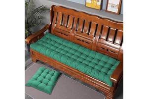 Xpnit Coussin de banc rectangulaire 2/3 places, en coton épais - 100 cm/110 cm/120 cm - Pour intérieur et extérieur (120 x 40 cm, vert)