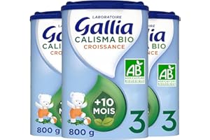 Laboratoire Gallia - Calisma 3 BIO Croissance - Lait Bébé 3ème âge - Lait Infantile Bio de 10 à 36 mois - en Poudre - Sans Huile de Palme - Lot de 3x800g