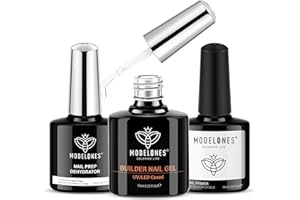 Modelones Clear Builder Gel with Nail Primer& Nail Dehydrator Set, Professional Nail Superior Bonding Primer Gel Builder for Nails, Hard Gel Strengthener Extension Builder Gel in a Bottle Nail Polish