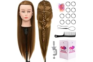 ‎NEVERLAND BEAUTY & HEALTH Neverland Beauty 30 Zoll Frisierkopf 100% Synthetisches Haar Trainingsköpfe für Friseure Ausbildung Kopf Puppenkopf zum Frisieren mit Haare Zubehör und Tischklemme(Gold)