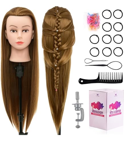 Tête De Formation Coiffure - 26-28 Pouces - Cheveux Synthétiques Longs - Neuf - Pour Pratique Cosmétique