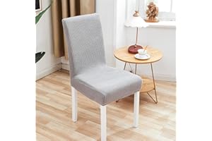 OXIANG Pokrowce Na KrzesłA Do Krzeseł Do Jadalni 4 Lub 6 Elastyczny Pokrowiec Na StołEk Z WłóKna Poliestrowego Hotelowa Restauracja KrzesłO Przeciwporostowa Pokrowiec-Jasnoszary_4 Szt.