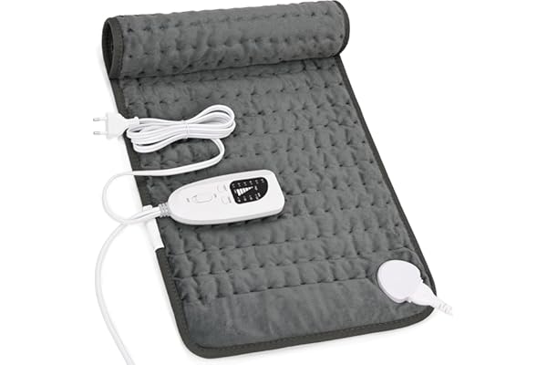 Manta Electrica Lumbar, Manta eléctrica para espalda, cuello, hombros y vientre con función de apagado automático, Franela Suave Gris Oscuro, 30 X 60 cm